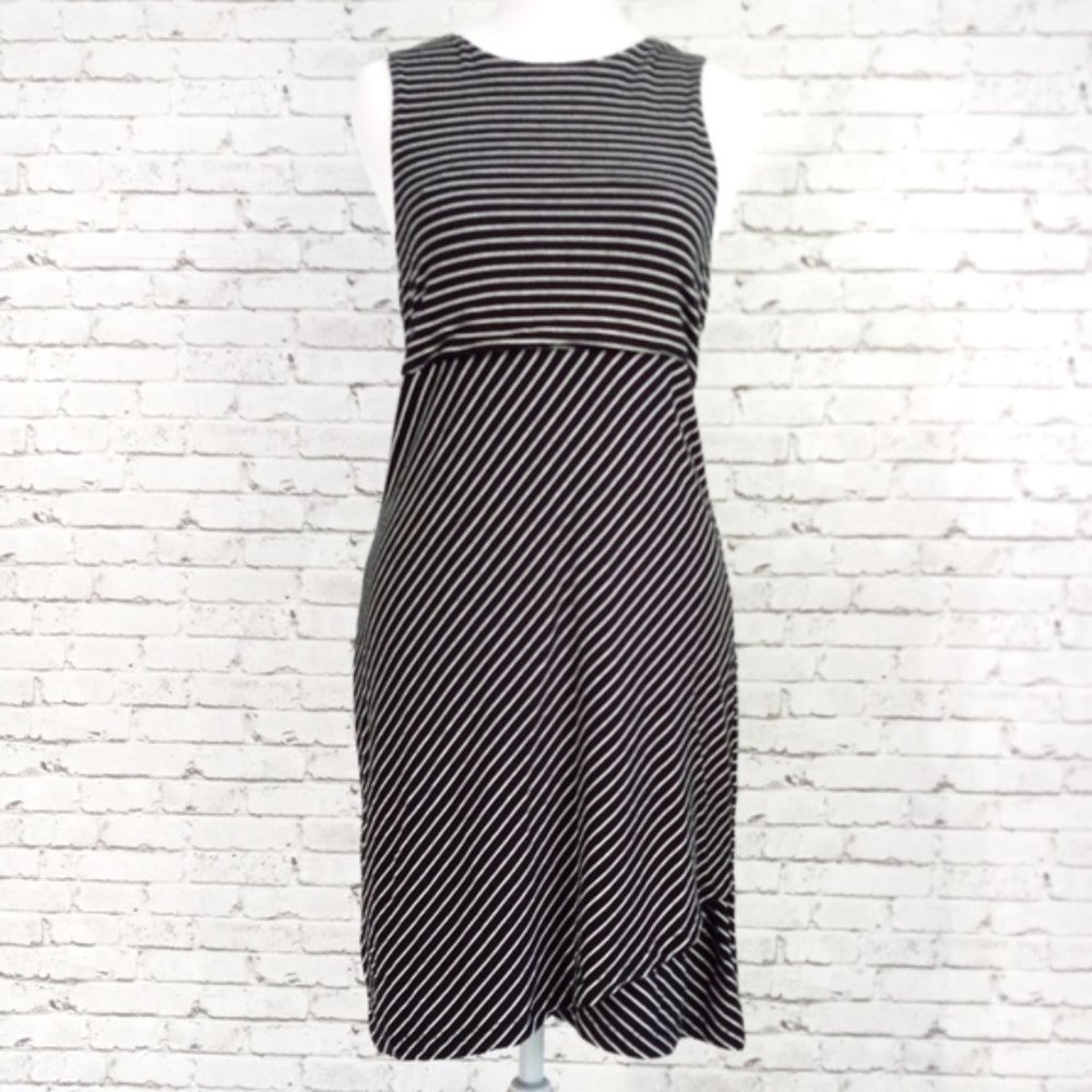 Athleta La Palma Black Stripe Dress New